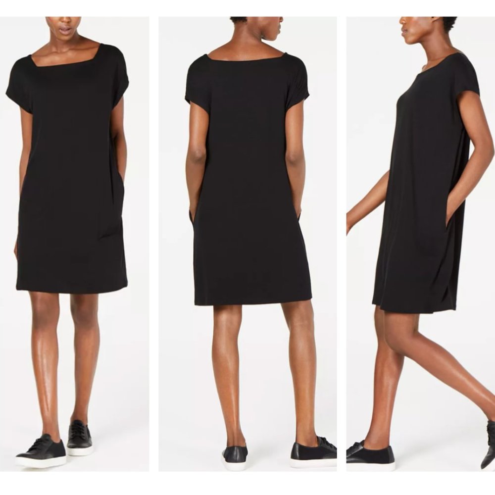 Eileen Fisher Square-Neck Pocket Dress szL